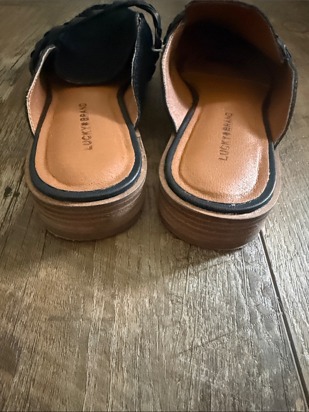 Lucky Brand Black Braided Suede Slide Mules Size 8.5 - Picture 3 of 4